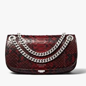 Michael Kors collection runway CHRISTIE PYTHON EMBOSSED LEATHER BAG RETAIL 1,090